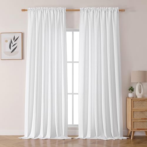 Chyhomenyc Extra Long Curtains 120 inch Length 2 Panels, Light Filtering Faux Linen Textured...
