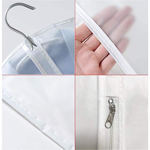 homeminda Garment Bags for Long Dresses,60in Clear Hanging Lightweight White Breathable Dust Proof Covers with Study Full Zipper for Clothes Storage Closet Pack of 6