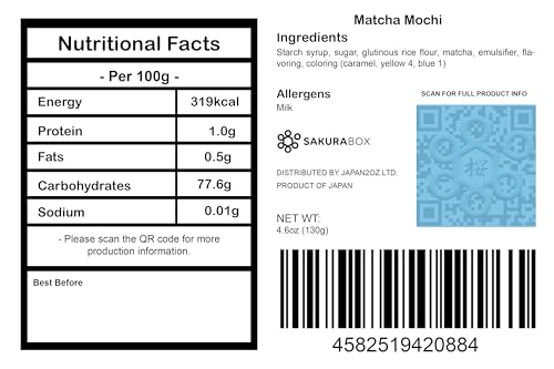 Seiki Japanese Mochi, Premium Traditional Rice Cakes, Wagashi Food Candy Sweets (Matcha)