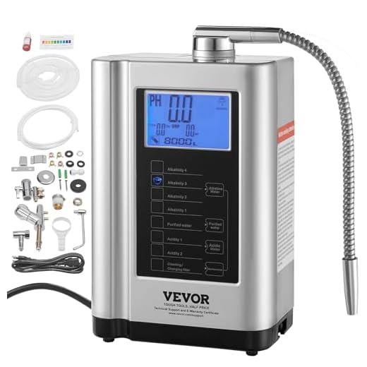 VEVOR Dispositivo Ionizzatore Alcalino Acqua Schermo LCD PH3,5-10,5, Macchina Ionizzatore Alcalino per Acqua Uso Domestico da Cucina ORP da +500 a -550mV, Set Ionizzatore Acqua Uso Quotidiano Caffè Tè