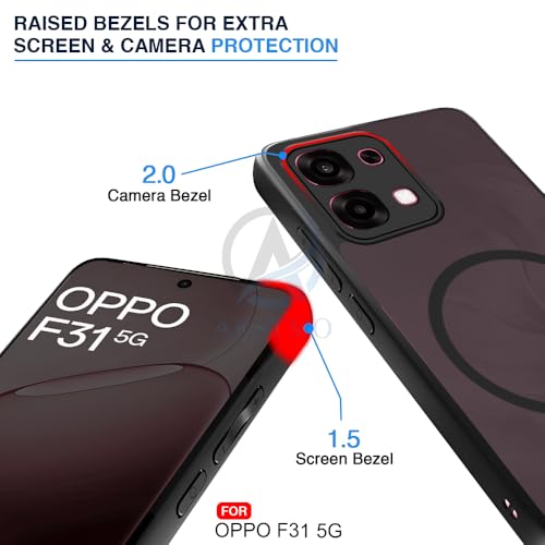 Image of AESTMO Oppo F31 / F33 5G Back Cover | 360 Protection | Matte Frosted Hard Back Translucent | Compatible with MagSafe Accessories (MagSafe Matte Hard Black Bumber)