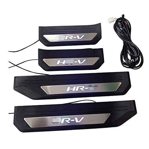 Cebat 4Pcs Led Stainless Steel Car Door Sill Scuff Plate Guard Sills For Honda Hrv 2016-2022 Automotive Door Entry Guard Protector Trim #TOP6