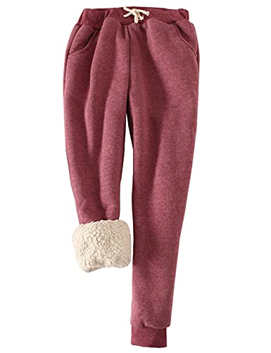 Gihuo Pantalon de survêtement pour femme en polaire doublé Sherpa - Violet - Taille L Cover