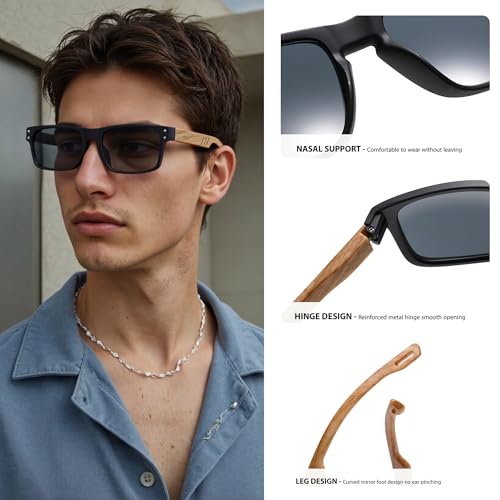 Imitation Wood Sunglasses with Dark Lens for Men and Women UVA/UVB Ray Protection2