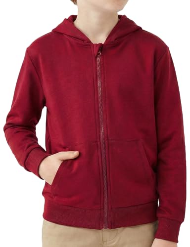 Image of Spring&Gege Boys Zip up Hoodie Soft Solid Classic Full Zip Hooded Sweatshirts for Kids (3-14 Years)