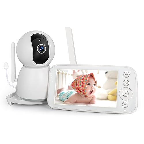 Surveillance Bébé Longue Portée Babyphone écran Séparable 5 720P Avec 2 Caméras - Vision Nocturne, Portée 300m, Batterie 4500mAh Babyphone écran Divisible 5