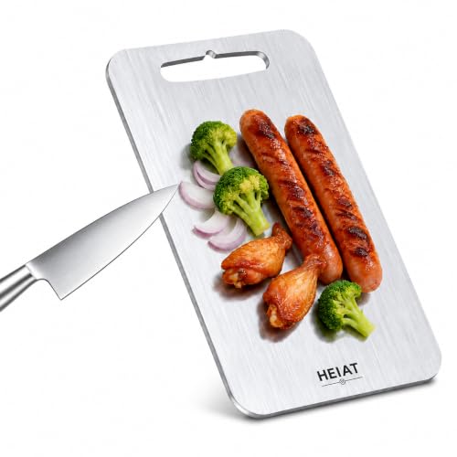 Image of Titanium Cutting Board, 100% Pure Titanium Cutting Boards for Kitchen, Non-Toxic, Double-Sided Chopping Boards for Raw & Cooked Food, Cutting Board & Knife Sets, Dishwasher Safe(10 inch x 6 inch)