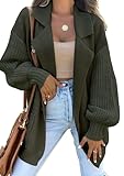 LILLUSORY Christmas Cardigan Sweaters Womens Chunky Long Sleeve Open Front Cable Knit Fall Oversized Coat Winter with Pockets Army Green