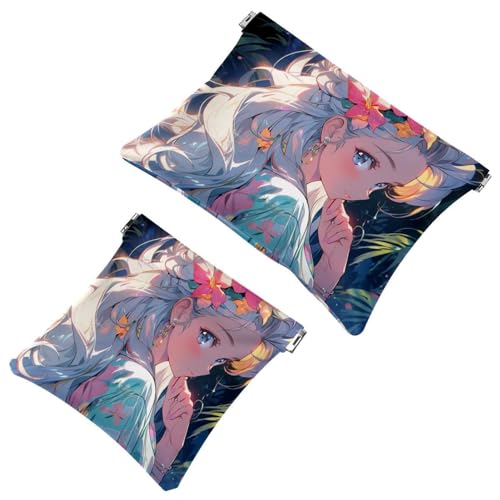 Effortless Glam: Starry Sky Flamingo Girl-904 Borsa per il trucco impermeabile - Custodia portatile per le donne Multicolore