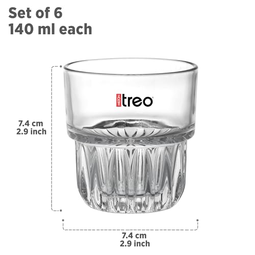 Image of Treo by Milton Empress Juice Tumbler I Premium Material Glass I Crystal Clear I Classic Design I Set of 6, 140 ml Each, for Water, Cold Drink I Perfect for Home, Restaurants and Parties