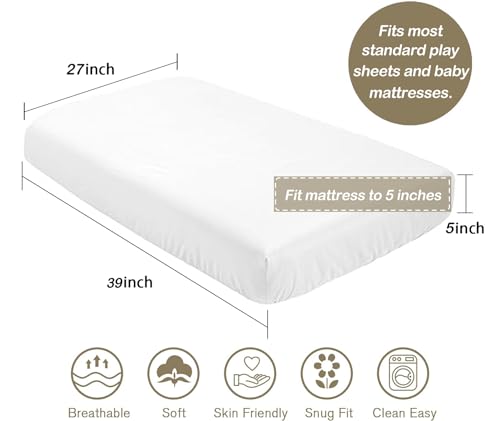 Image of CaTaKu Baby Crib Sheets Cute Rabbit Bunny Woodland Mini Crib Sheets Fitted for Girls Boys,Neutral Soft Toddler Mattress Bed Sheets for Crib,27 inchx 39 inch