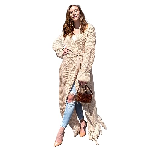 Women's Floor Length Open Front Knit Cardigan Dress - Long Sleeve Maxi Dress - Cardigan for Women2