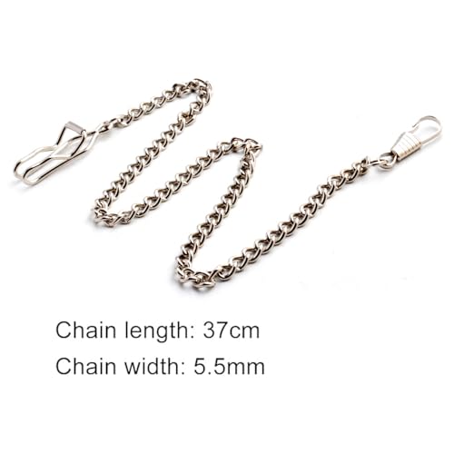 Visxcnu Taschenuhr Kette mit 2 Haken, Metall Taschenuhrkette, Weste Kette Uhr, Clip Taschenuhr Kette, Taschenuhr Kette, für Männer Frauen