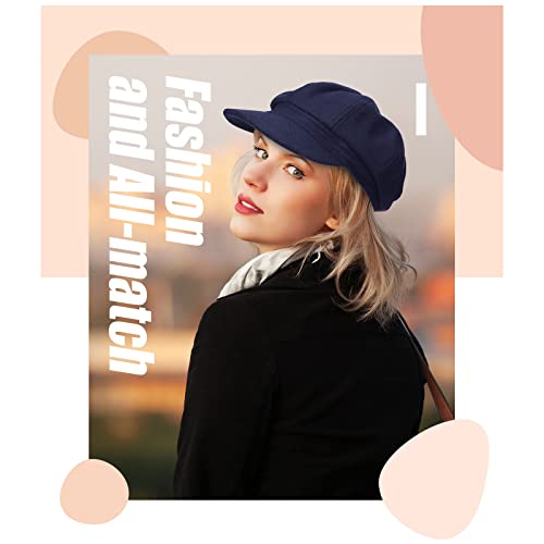 6 Pieces Women Newsboy Cap Warm Wool Visor Beret Hats Soft Newsboy Hats For Women Vintage Baker Boy Hat For Women Girls (Elegant Color) #TOP3