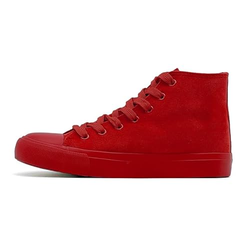 Women’s Men’s Fashion Trainers High Top Lace Up Sneakers Casual Ladies Shoes Outdoor Walking Tennis Sport Trainers Red