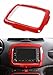FMtoppeak Red ABS Ring Outlet Dash Board Car DVD Player GPS Frame Trim Cover for Jeep Renegade 2014 UP