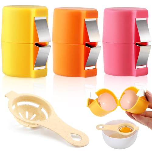 3pcs Egg Shell Opener,Handheld Egg Cracker Tool Hard Boiled Eggs Peeler,No Mess Easy EggOpener,Yolk White Separator,Portable Eggshell Opener Remover for Home Dorm Kitchen Baking