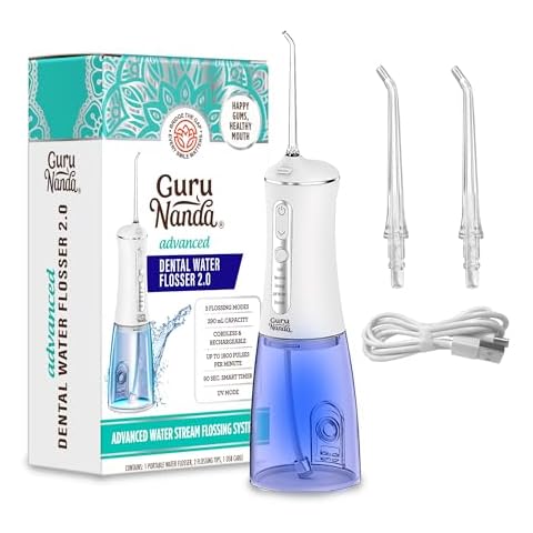 GuruNanda Advanced Dental Water Flosser 2.0 with UV Mode - Cordless and Portable - 290 ml Water Tank, 3 Modes, Rechargeable for Healthy Teeth and Gums Cover