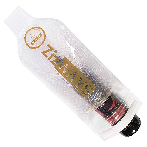 Ziz Ways Wine Bottle Protector Bubble Wrap Bags, Set of 4, Reusable Wine Carrier Bags for Travel, Padded Protective Packaging for Airline Travel, Holiday, Camping, and Picnics, Best Wine Gifts