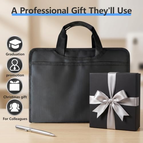 Image of Fireproof Accordion File Organizer Bag A4 13 Pockets Expandable Document Folder with Handle Portable Important Document Storage Case Fire Resistant File Organizer for Home Office Travel Black