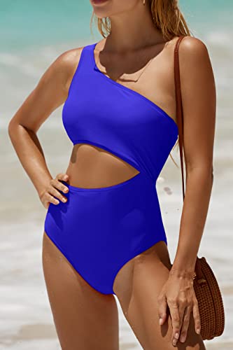 Image of Women's One Piece Swimsuit- One Shoulder Bathing Suit Cutout Tummy Control Swimwear