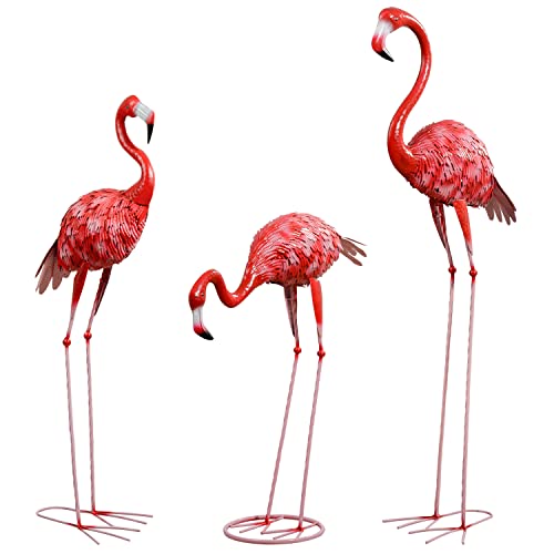 SIFOEL Flamants Roses Statues et Sculptures de Jardin, Métal Oiseau Cour Art Statue extérieure,...