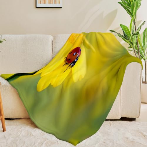 Couverture douce fleurs jaunes plaid cocooning et chaleureux