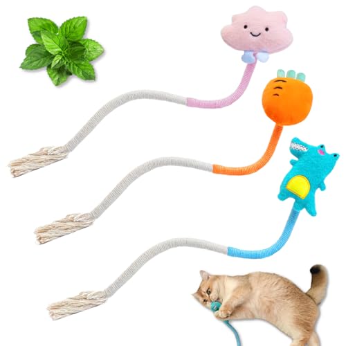 Orixo 3 Pezzi Giochi per Gatti, 47 cm Corda Dentale per Gatti, Giochi Corda Gatto, in Casa, Giocattolo da Masticare per Gatto, per Pulizia dei Denti