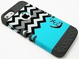 New Blue Anchor Chevron Hybrid Hard Case Cover Gray Skin for Iphone 5 5s