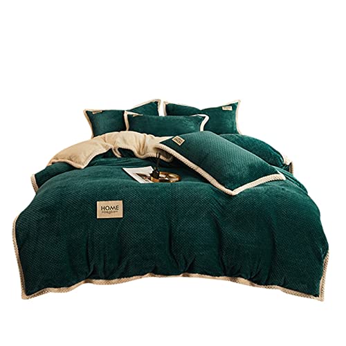 Housse de couette velours cachemire bleu parure de lit double 180x220 chaude