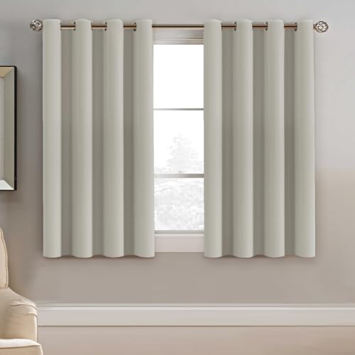Image of H.VERSAILTEX Blackout Curtain for Living Room Thermal Insulated Window Treatment Curtain Extra Long 45 inch Length Energy Saving Solid Grommet Top Blackout Drape, One Panel, Cream
