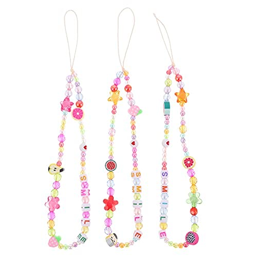 3Pcs beaded phone chain Phone Hanging Chain Phone Hanging Bracelet Wrist Strap phone charms bag charm Cellphone Chain work chain Phone Bracelet Acrylic Miss work ID Multifunction