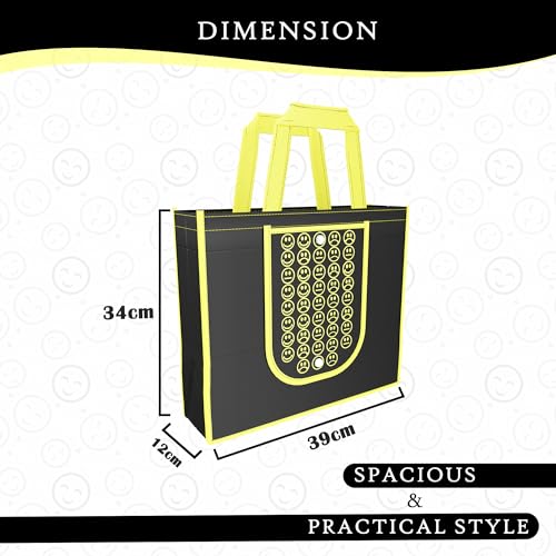 Image of Kuber Industries Pack of 3 Foldable Shopping Bags For Women | Grocery Bags For Market | Daily Use Bags | Smile- Orange, Black Yellow & White Blue