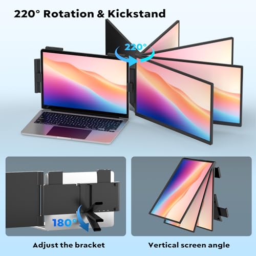 Image of HONGO Laptop Screen Extender, 15.6 inch FHD 1080P Dual Monitor, Laptop Monitor Extender for 14 inch-16 inch Laptops, Second Screen with USB-C /HDMI Port, Plug n Play for Windows /Mac /Android /Switch /PS5