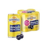 Sunsweet Amazin Prune Juice Small Cans - Dried Prunes Pitted Unsweetened - Low Fat - 100% Juice Rich in Fiber & Minerals - 4 Pack of 7.5 Ounce