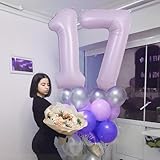 40 Inch Balloon Number 7 Pastel Purple, Large Mylar Foil Light Purple Number Seven Balloons Set for Girls Women, Dusty Lilac Globos de Numero 7 Helium Balloons for Girls 7th Birthday Party Decorations - Image 3