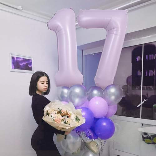 Image of Light Purple Number 4 Balloons, 40 In Large Pastel Purple Number 4 Mylar Foil Helium Balloons for Girls, Self Inflating Lavender Number Four Balloon for Women 4th Birthday Anniversary Party Decoration