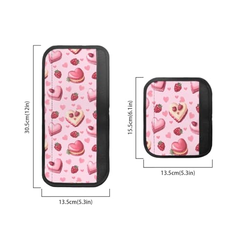 Image of Cute Fridge Door Handle Covers Pack of 6 Kitchen Appliance Decor Handles Waterproof Door Cloth Protector for Refrigerator Cabinet Dishwasher, Berry Love Heart Shaped Cake Pink