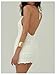 MakeMeChic Women's Halter Mini Dresses Y2k Backless Fall Ruched Cocktail Dress White Small