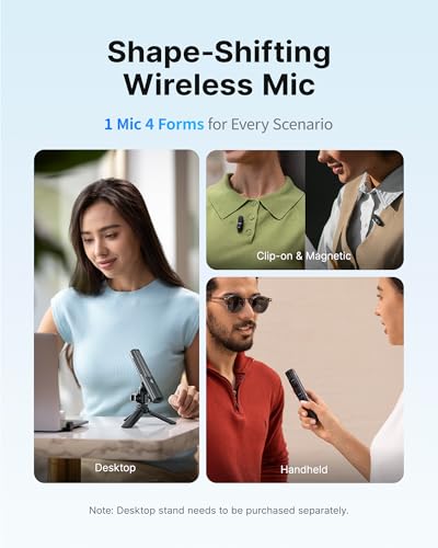boya magic wireless mini microphones for iphone 15-16android 4 form-in-1 mic 7g lightweight ai noise reduction 48khz24bit app control 328ft range microphone for recording stand not included