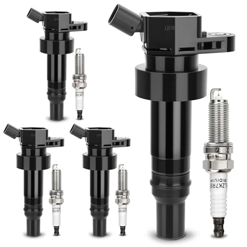 Image of UF652 Ignition Coil &93815 Double Iridium Spark Plug for 2012-19 Kia Soul | 2012-2020 Kia Rio /2012-2020 HYUNDAI Accent,2012-2017 HYUNDAI Veloster Replaces#273012B100 C1803 GN10634 5C1860