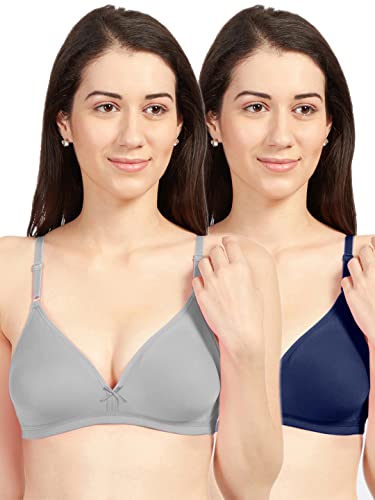 Image of SONARI Omania Womens Non-Padded Cotton Polyester Bras - Solid, Non-Wired, Medium Coverage, Hand Washable (Pack of 2)
