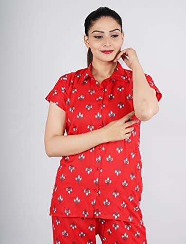 Image of Women's Rayon Printed Night Suit Set