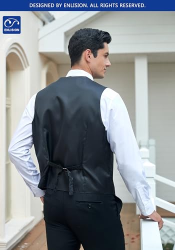 Enlision V3-02 Men's 3PCS Formal Vest Set Paisley Tuxedo Vest & Tie for Wedding Prom Party and Business (Slim Fit)3