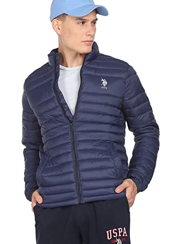 Image of U.S. POLO ASSN. Men Nylon Standard Length Solid High Neck Quilted Jacket