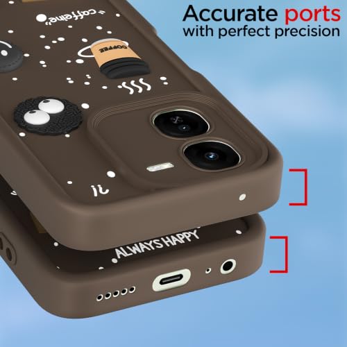 Image of Outlouders Back Cover for IQOO Z9x 5G | 3D Cartoon Bear Cute Fun Silicone Full Body Protection Bumper Case (Brown)