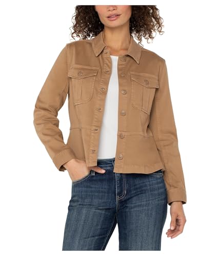 Liverpool Women's Soft Touch Twill Peplum Hem Trucker Jacket