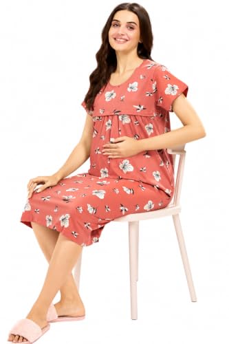 Image of Avlin Women Maternity Feeding Nighty Dress Floral Print