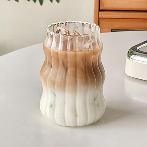 MINGZHE Copa de Café Taza de Agua Copas de Vino Taza de Cumpleaños a Rayas Taza de Agua Tazas de Cóctel Transparentes Taza de Botella de Vidrio de Jugo para el Hogar Bar Taza de Bebida Fría Taza de Le