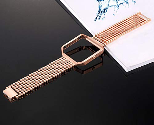Pulseira de reposição compatível com Fitbit Blaze com moldura, pulseira de relógio de aço inoxidável